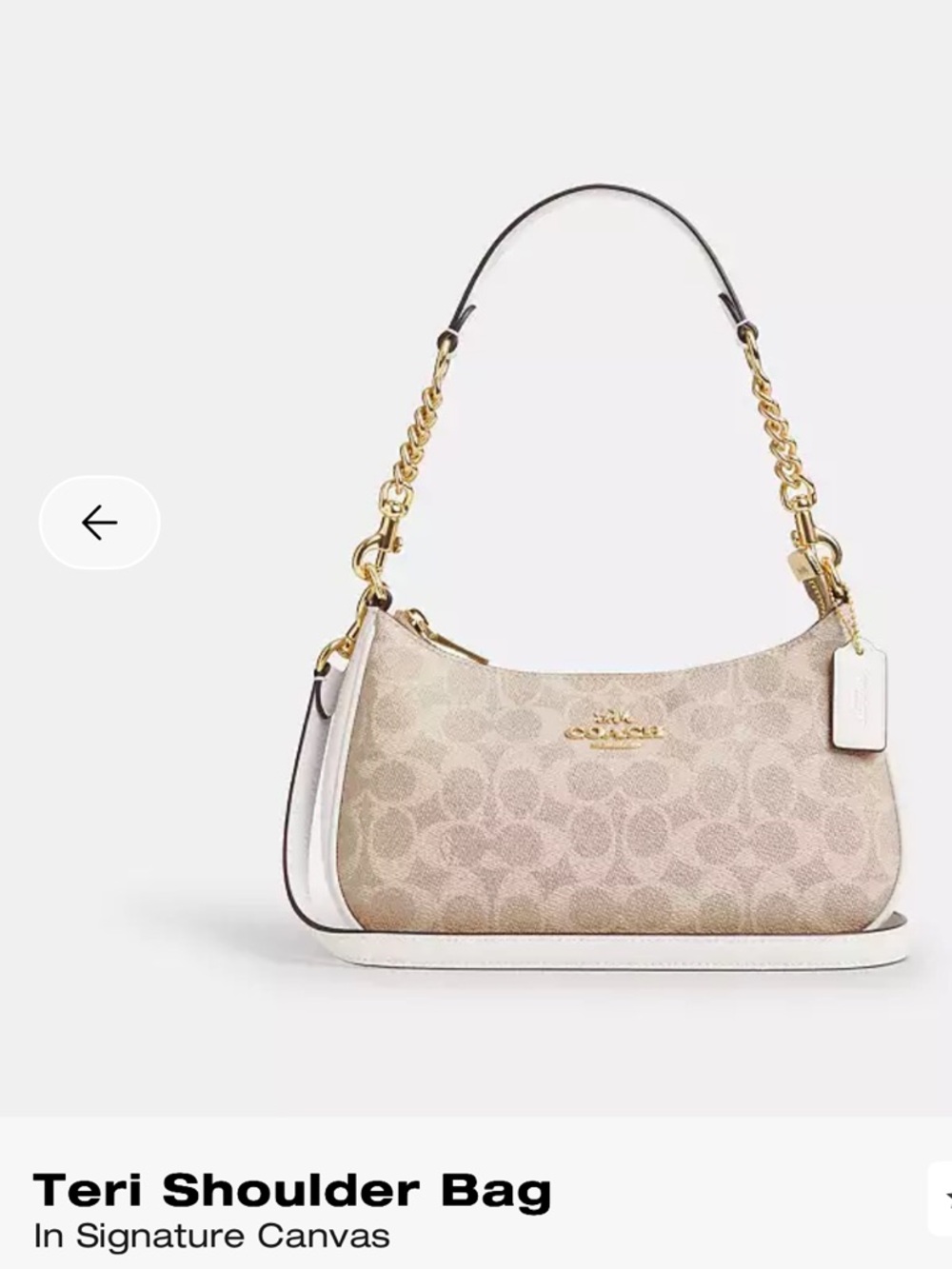 Coach Teri Signature Canvas Shoulder Bag in Gold, Sand, Chalk
